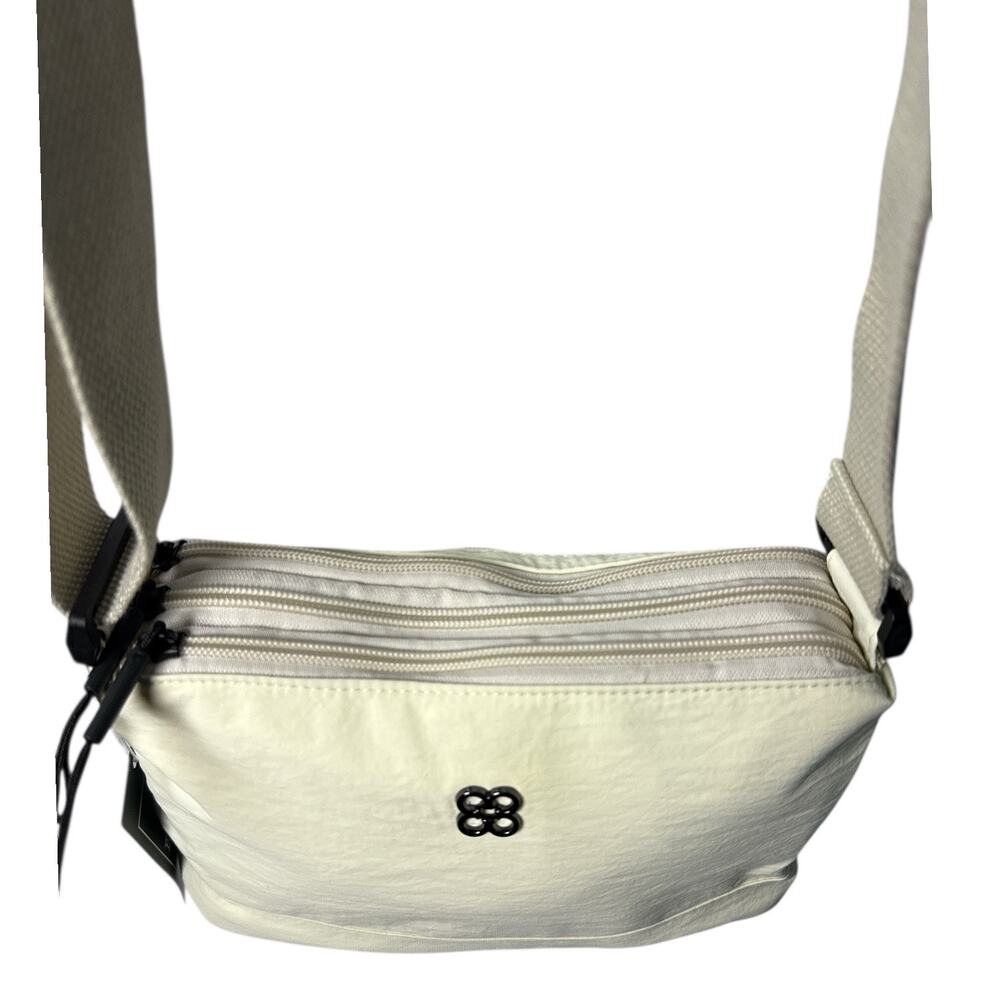 NEW Cream Nylon Crossbody Travel Bag Lightweight Multi Pocket Shoulder Purse - Picture 3 of 9